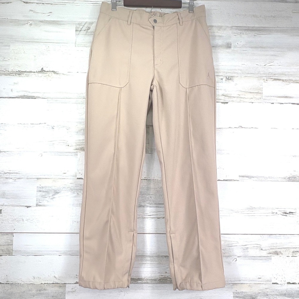 Air Jordan Womens Tan Canvas Utility Pants Elastic Waist Ankle Zipper Size L